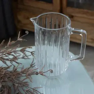 Conjunto de 7 Peças com 1 Jarra e 6 Copos de Vidro Canelado - Madô - Imagem 3