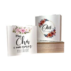 Caixa de MDF para Organizar Chá com 4 Divisórias 7cmx18cmx18cm Sortido - Cosy