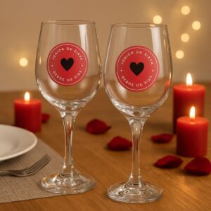 Taça de Vidro para Vinho 385ml Você Me Faz Muito Feliz - BrasFoot - Imagem 2