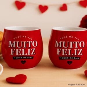 Caneca de Porcelana Urban 300ml Você Me Faz Feliz - BrasFoot - Imagem 2