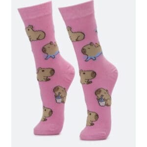 kit 3 Pares de Meia Soquete Infantil com Estampa de Capivara 27-30 Cia Da Meia - Imagem 4