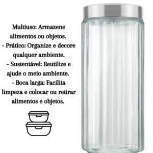 Pote de Vidro com Tampa de Inox Sleek - Mimo Style - Imagem 3