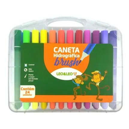 Kit Canetas Hidrográficas Brush com 24 Unidades- Leo&Leo