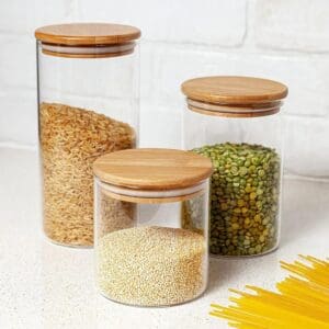 Pote Hermético de Vidro com Tampa de Madeira para Armazenamento - Casíta - Imagem 4