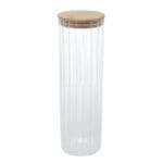 Pote para Mantimentos de Vidro Borossilicato Canelado com Tampa de Bambu 1300ml - 123Útil