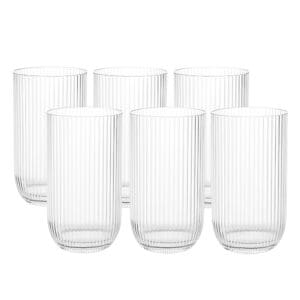 Conjunto com 6 Copos de Vidro Canelado 450ML Linha RAYÉ - 123 Útil