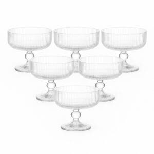 Jogo de 6 Taças de Sobremesa Canelada de 300ML Linha RAYÉ - 123 Útil