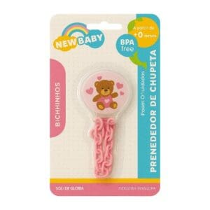 Prendedor de Chupeta Botton Rosa Sortido - New Baby