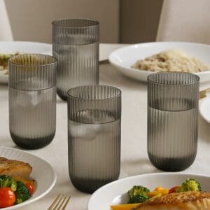 Conjunto com 6 Copos de Vidro Canelado 450ML Linha RAYÉ - 123 Útil - Imagem 2