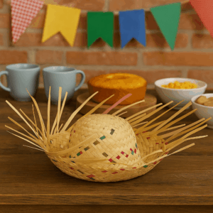 Chapéu de Palha Desfiado 30cm Colorido 100% Palha - Imagem 2