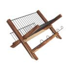 Escorredor Dobrável de Madeira e Aço Teca Black Linha Cozinha - Stolf