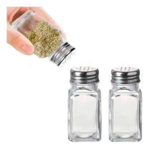 Conjunto com 2 Porta Temperos em Vidro Liso e Tampa de Inox 70ML - 12Útil - Imagem 4