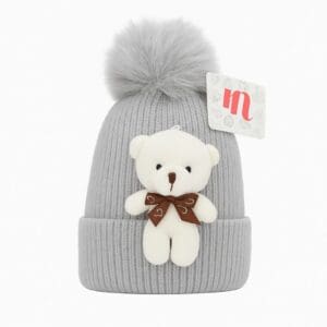 Gorro com Pompom e Ursinho de Poliéster Cor Sortida MD-T140 - JMD Import - Imagem 4