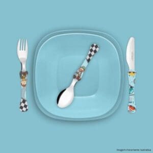 Kit Prato com Talheres Kids Trend 5 Peças Carrinhos - Simonaggio - Imagem 2