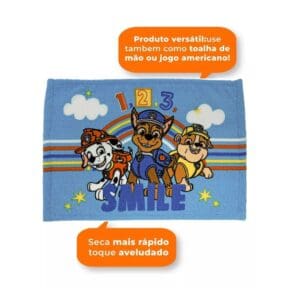 Toalha de Rosto Infantil Estampada Patrulha Canina 28x40cm - Lepper - Imagem 3