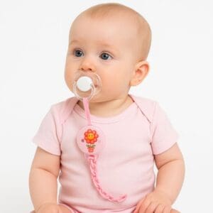 Prendedor de Chupeta Botton Rosa Sortido - New Baby - Imagem 2