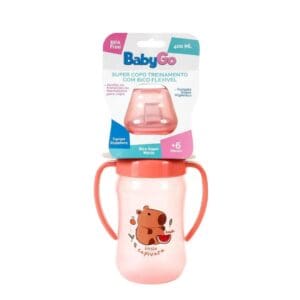 Super Copo para Treinamento com Bico Flexível e Alças Capivara 400ml - BabyGo