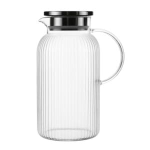 Jarra de Vidro Elegance Canelada Transparente com Tampa em Inox 1,8 Litros