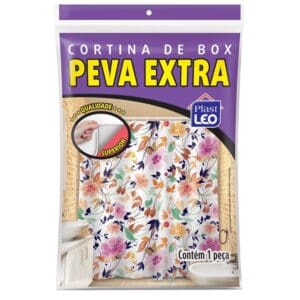 Cortina para Box de Polietileno 1 Peça 1,35x1,78m Peva Extra com Estampa Sortida - Plast Leo