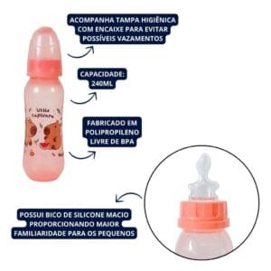 Mamadeira com Bico de Silicone Ortodontico Little Capivara 240ml - BabyGo - Imagem 6