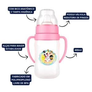 Super Copo para Treinamento com Bico Flexível e Alças Looney Tunes 400ml – BabyGo - Imagem 3