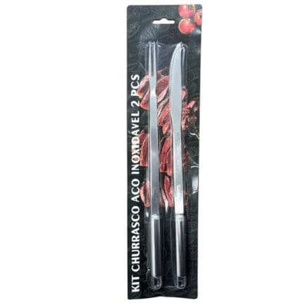Kit para Churrasco com 2 Peças de Aço Inoxidável