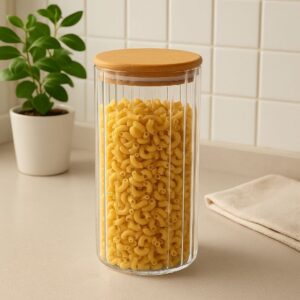 Pote Mantimento Canelado com Tampa Bambu Borossillicato 1050ml-123Ùtil - Imagem 2