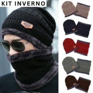 Conjunto de Inverno com Touca e Gola Felpuda Unissex Tamanho Único Adulto Sortido - JMD Import - Imagem 5