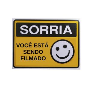 Placa de Sinalização em PS Sorria Você Está Sendo Filmado 15x25cm - Acesso Placas & Sinalizações