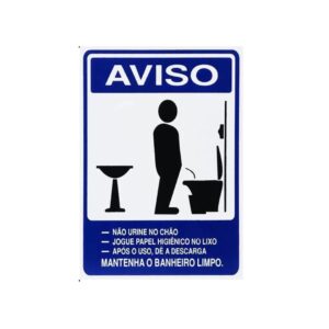 Placa de Sinalização em PS Aviso Sanitário Masculino 15x20cm – Acesso Placas & Sinalizações