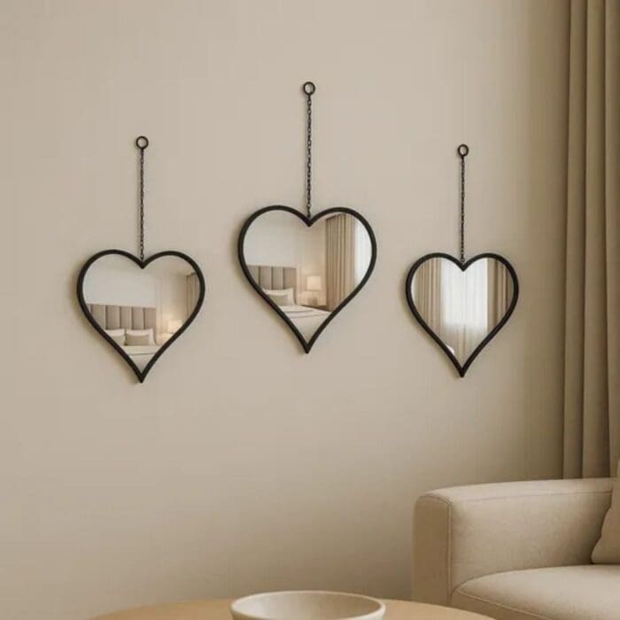 Espelho Decorativo de Parede com Formato de Coração de Plástico 1 Unidade 25cm Glanz - Wellmix - Imagem 2