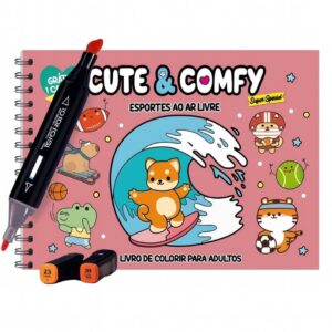 Livro para Colorir Estilo Bobbie Goods Cute & Comfy Esportes ao Ar Livre + 1 Caneta Touch Ponta Dupla Grátis