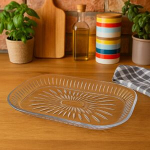 Bandeja/Prato para Servir Pequena de Vidro Transparente Retangular 28x19 cm - Imagem 2