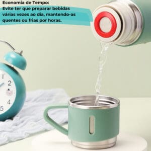Conjunto com Garrafa Térmica de Aço Inox 420ml e 3 Xícaras Sortido - Amigold - Imagem 5