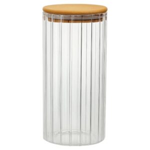 Pote Mantimento Canelado com Tampa Bambu Borossillicato 1050ml-123Ùtil