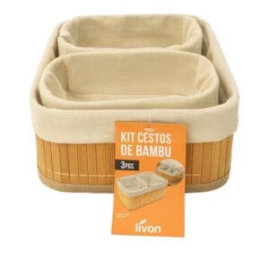 Kit Cesto de Bambu 3 Peças - Livon