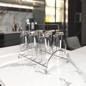 Porta Copos de Mesa de Aço para 6 Copos 23,3x13,3x19cm Linha Cozinha - Stolf - Imagem 2