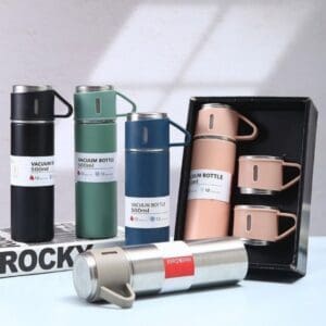 Conjunto com Garrafa Térmica de Aço Inox 420ml e 3 Xícaras Sortido - Amigold - Imagem 7