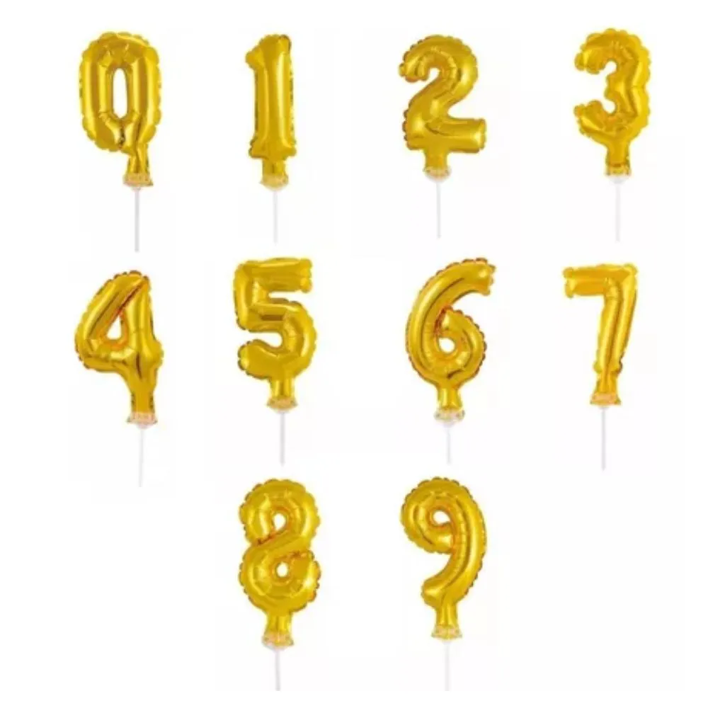 Topo de Bolo de Balão Nº 5' 1 Unidade Dourado - BR Festas - Imagem 1