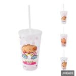 Copo Plástico 640ml com Canudo Capivara - Cosy