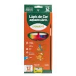 Lápis de cor Aquarelavel 12 Cores + Pincel + Apontador - Leo&Leo