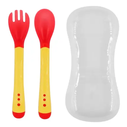 Kit Colher e Garfo de Plástico de 13cm cada Infantil com Estojo - Cosy