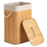 Cesto organizador de 72 Litros com Alças de 40x30x60cm em Bambu com Algodão - Casita