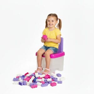 Cadeirinha Magic Block Infantil Rosa com 70 Peças - Simo Toys - Imagem 2