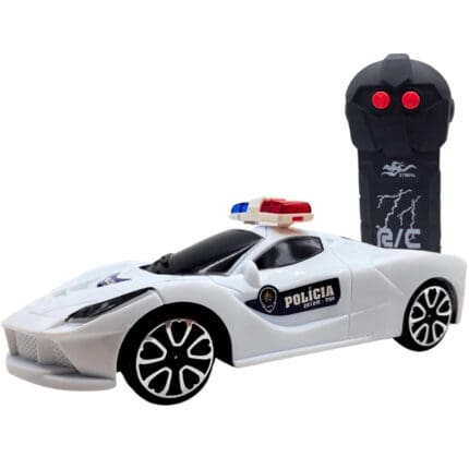 Brinquedo Carrinho com Controle Remoto Viatura da Policia de 16cm 1:24Escala - POP Brinquedos