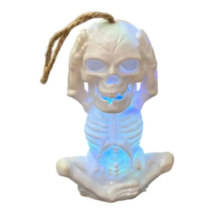 Caveira de Plástico de12cm com Luzes Decorção de Halloween - Imagem 3