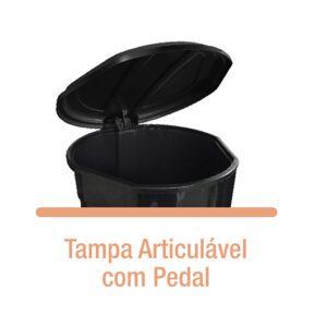 Lixeira Oval com Pedal de 30L Preta - ArqPlast - Imagem 2