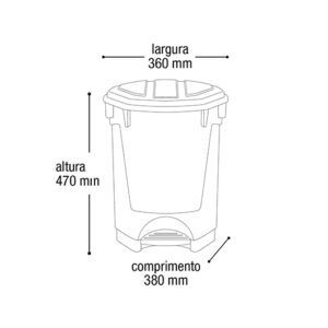 Lixeira Oval com Pedal de 30L Preta - ArqPlast - Imagem 3