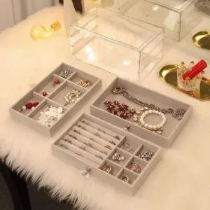 Porta Jóia Cristal de 23x13x20cm com 3 Andares - Organiz - Imagem 2