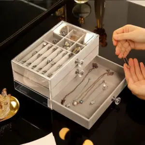 Porta Jóia Cristal de 23x13x20cm com 3 Andares - Organiz - Imagem 3